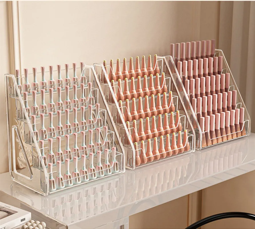 

3/5 Layers Nail Polish Display Box Clear Acrylic Multifunctional Organizer Lipstick Perfume Storage Shelf Nail Polish Storage
