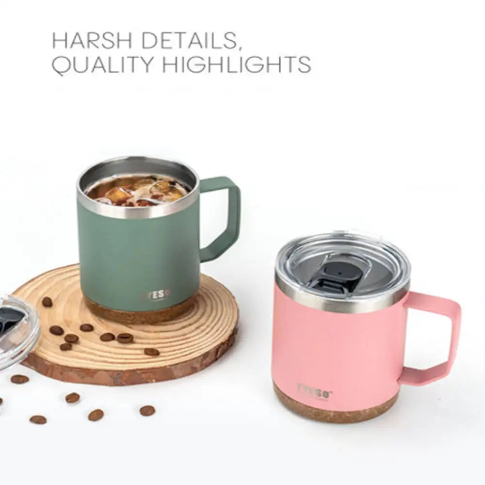 TYESO New Coffee Cup With Handle And Lid Steel Thermal Water Cup Suitable For Both Men And Women