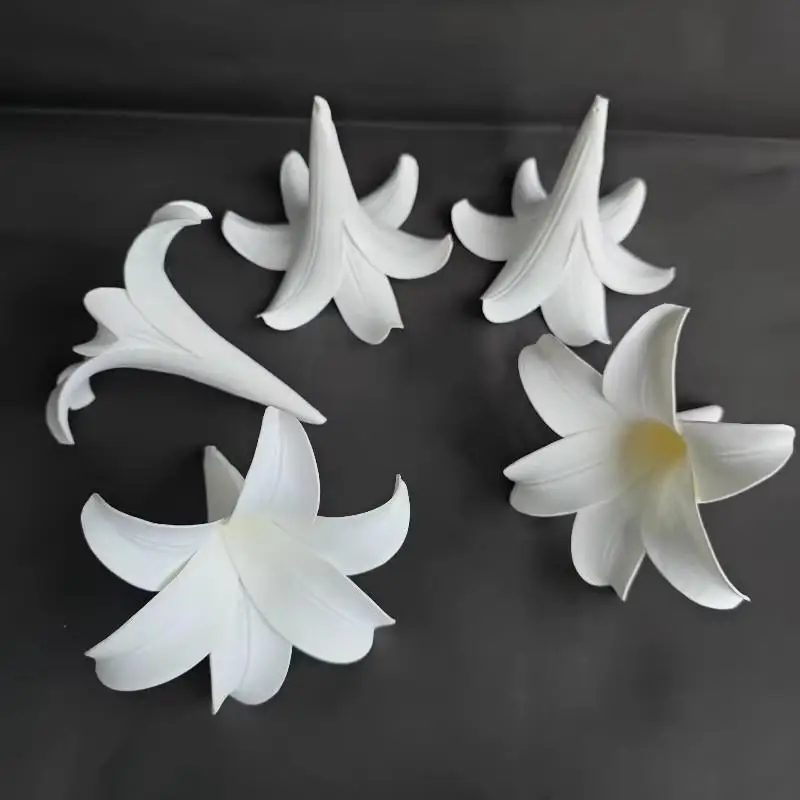 @*5PCS New EVA Artificial Lily Flower Head DIY Foam Flower Head Hanging Lily Party Wedding Decor