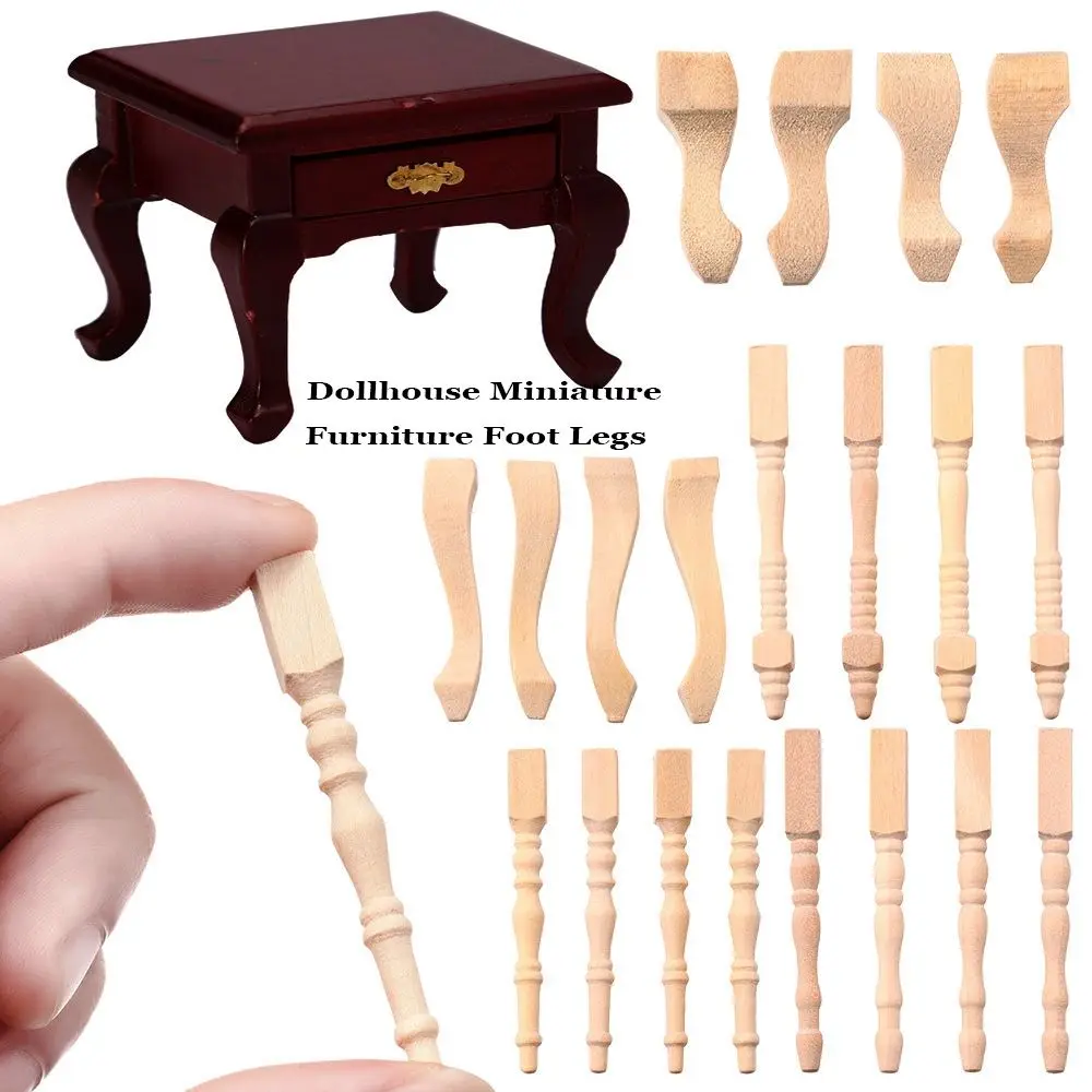 4pcs Kids Toy European Style DIY Cabinet Seat Feets Dollhouse Decor Accessories Miniature Furniture Foot Doll Wood Carved