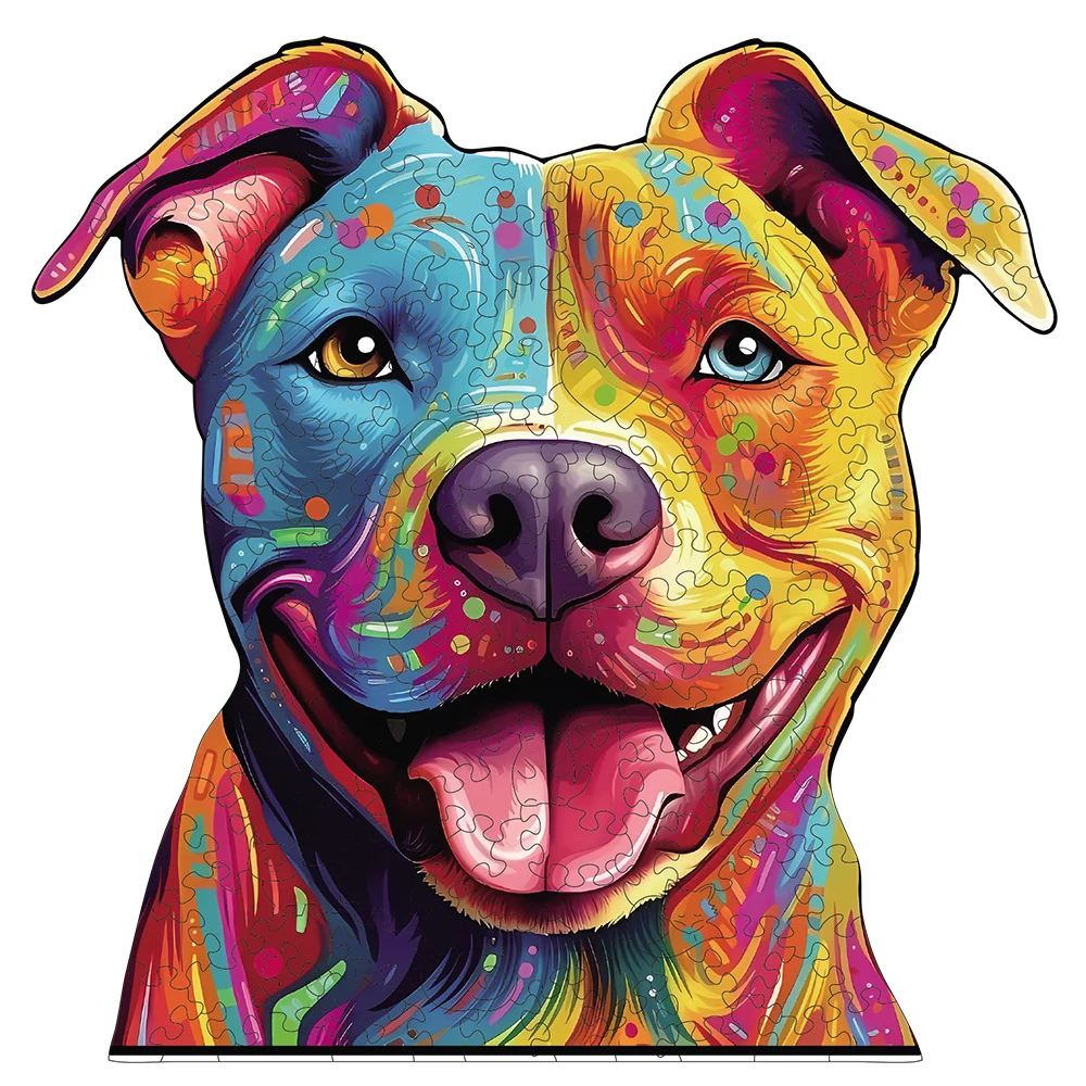 Colorful Dog Wooden Puzzle for Adults, Irregular Animal Shaped Unique Wooden Jigsaw Puzzle, Special Holiday Gifts for Friends Family Modern Art Home Decor