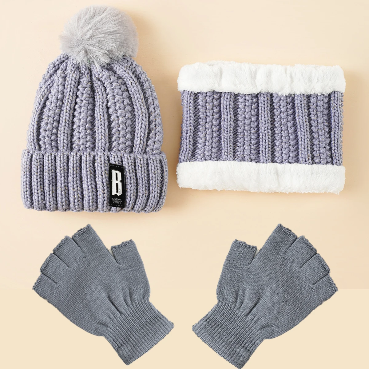 Mode femmes tricoté chapeau écharpe casquettes gants cou plus chaud hiver chapeaux pour femmes fille bonnets chaud polaire casquette ensemble chapeaux pour femmes