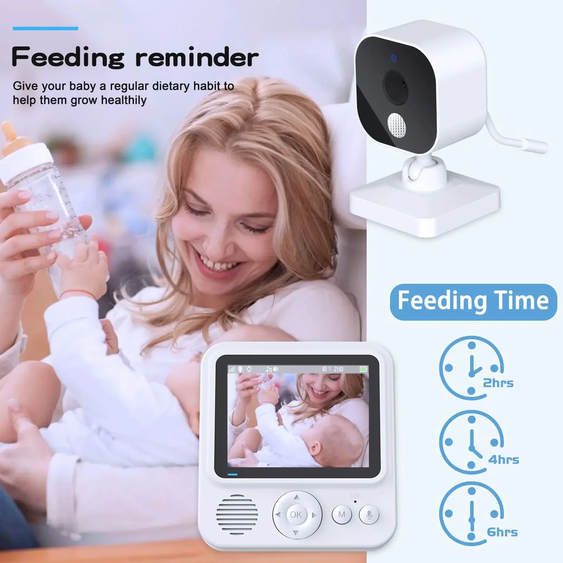 Imagem -03 - Baby Monitor sem Fio com Tela Ips Nanny Lullaby Visão Noturna Temperatura Way Talk 28 Polegadas Abm900