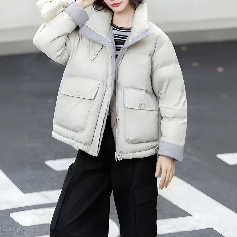 

Куртка на хлопковой подкладке с длинным рукавом, повседневная осенне-зимняя одежда, стильный женский топ с прямыми рукавами, модная уличная одежда