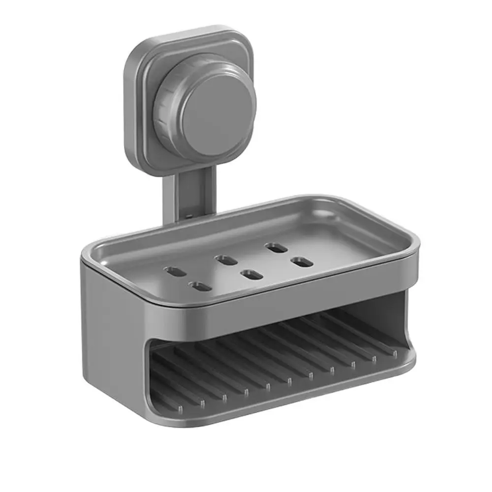 Double Layer Suction Cup Soap Box Wall Mounted Self Draining Soap Sponge Holder Removable Perforation-free Soap Drain Rack