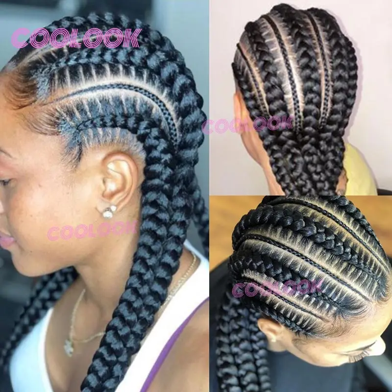 36" Syntetyczna pełna koronkowa peruka na przód Cornrows Plecione peruki dla czarnych kobiet Bez węzłów Box Braids Wig Lace Frontal Faux Locs Braid Wig