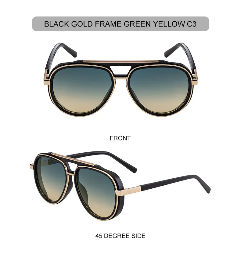 Übergroße Pilot Polarisierte Sonnenbrille Männer 2026 Luxus Marke Vintage Doppel Strahl Gläser Oval Punk Brillen Fahren Outdoor Shades – Detail 18