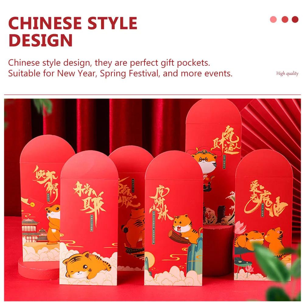 

24 Pcs National Trend Red Envelopes Tiger Pattern Chinese New Year Gift Spring Festival Money Pockets-envelope Storage