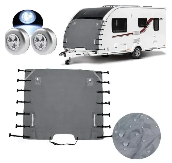 Waterproof Caravan  Chip Protector with Led Guards Lights, Front Towing Cover Car-Covers