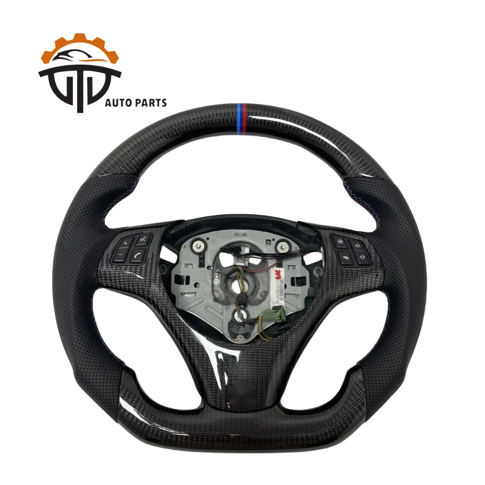 Accessories Vehicles Glossy Carbon Fiber Steering Wheel With Perforated Leather Fit For BMW E90 E92