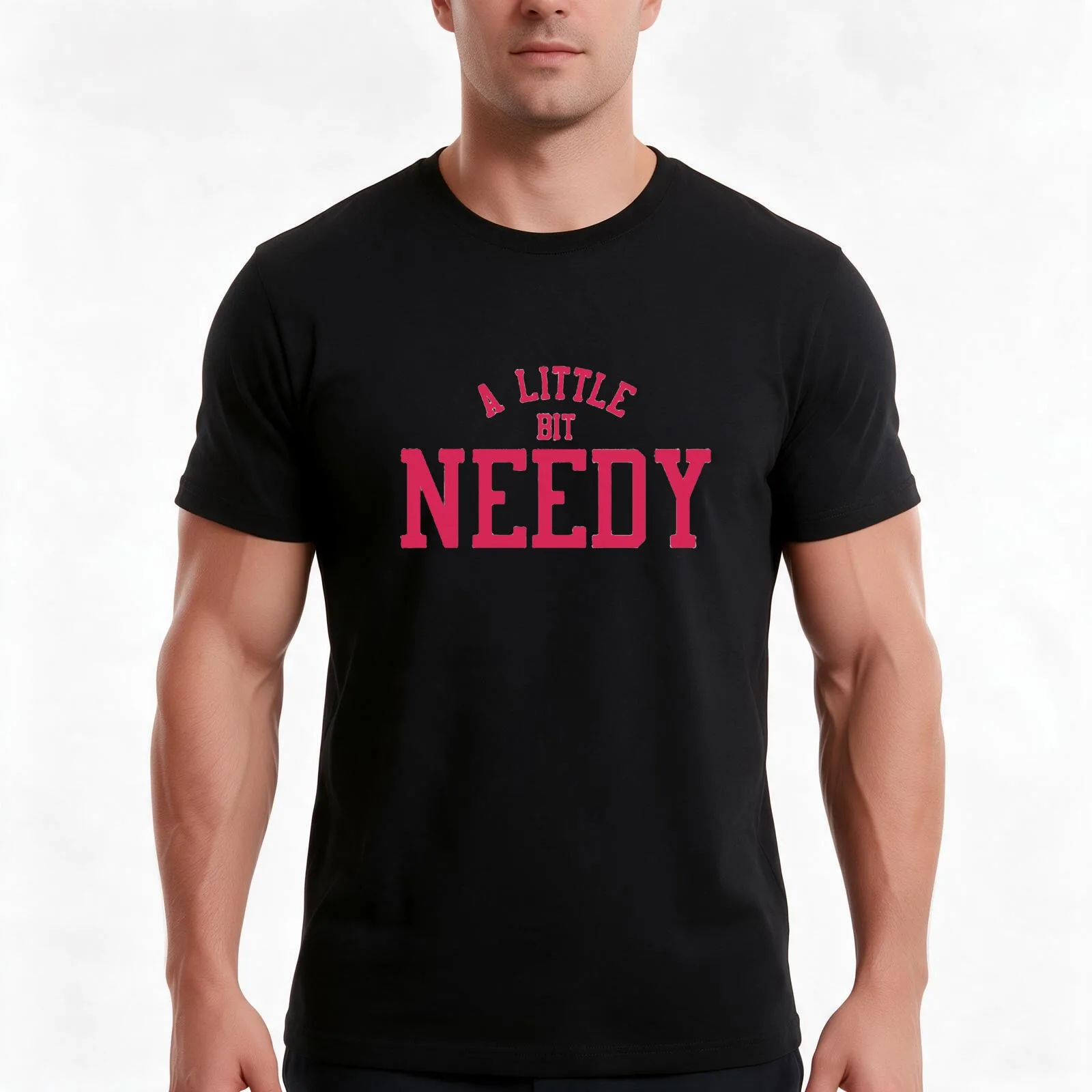 a little bit needy T-Shirt, Summer Casual Cotton Tee, Oversized Streetwear Tops, Vintage Graphic Print, Loose Fit Short Sleeve