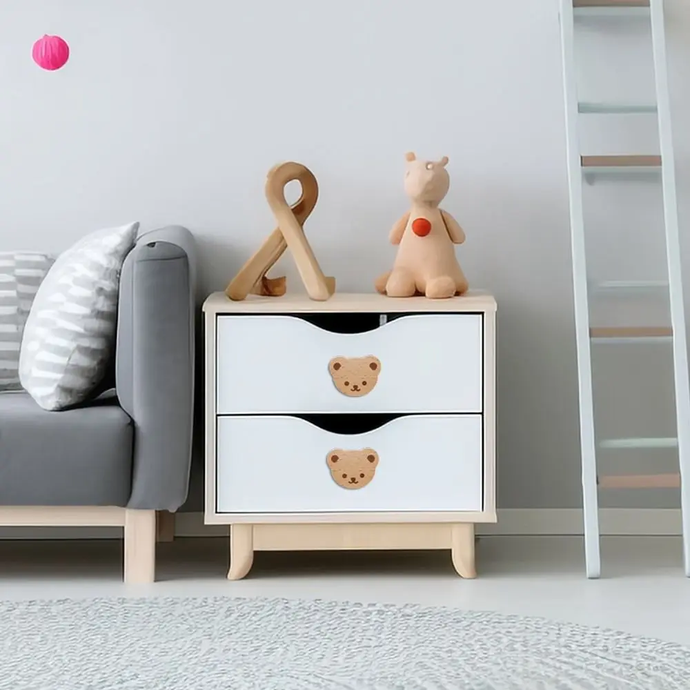 Creative Wooden Drawer Knob Bear Shape Single Hole Design Cupboard Knob with Screw Cabinet Knob Home