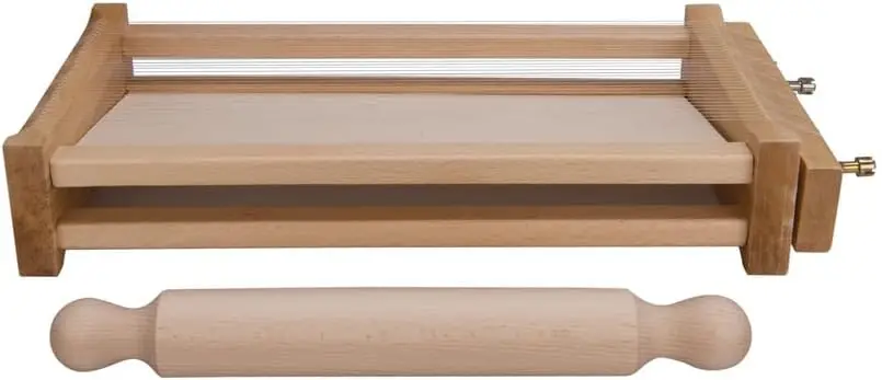 

Italian Wooden Pasta Cutter with Rolling Pin, 32cm/12.5-Inch for Homemade Noodles