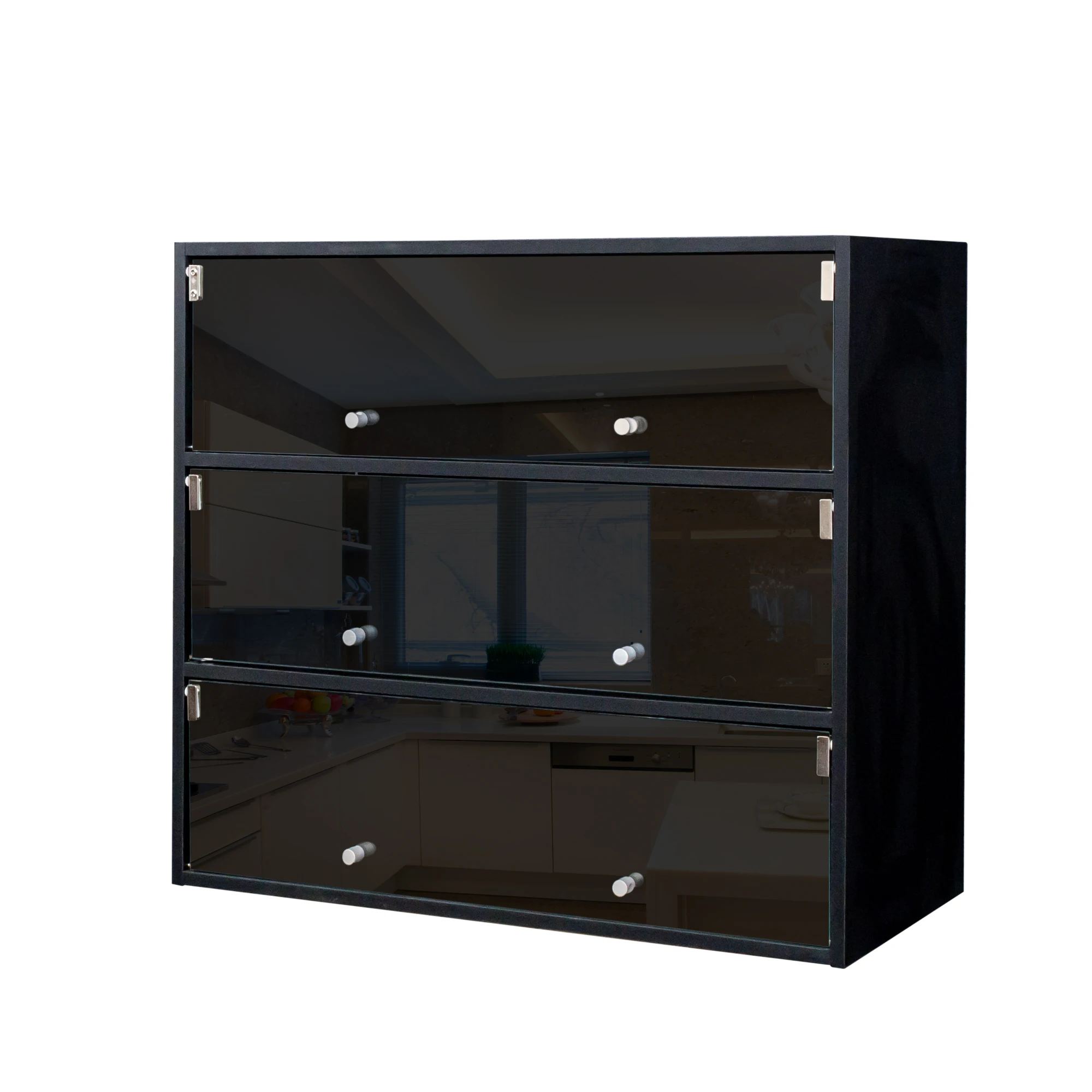 

Black Glass Door Shoe Box Shoe Storage Cabinet With RGB Led Light