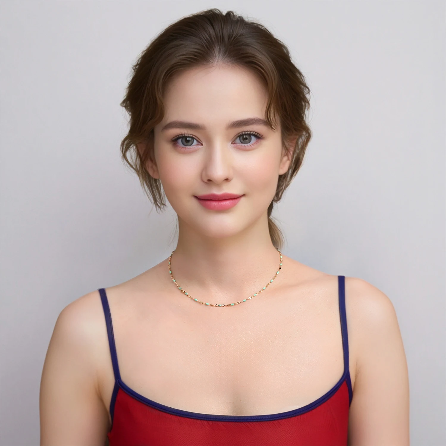 Colorful Cold Enamel Minimalist Necklace, 18K Gold Plated Stainless Steel Chain, Dainty Women's Jewelry, Unique Gift for Her