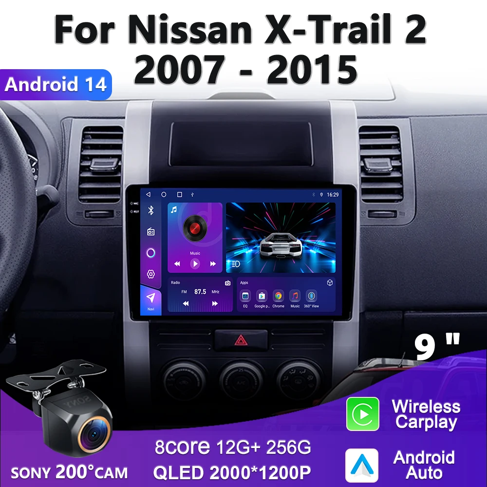 2K Incell Screen Android 14 For Nissan X - Trail X Trail 2 T31 2007 - 2015 Car Radio Multimedia Video Player Navigation No 2din