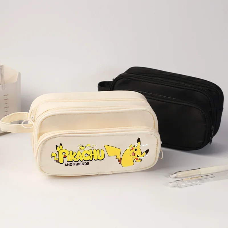 Пикачу-Покемоны-Студенческая-сумка-карандаш-Аниме-Полиэстер-Большая-емкость-Детские-канцелярские-принадлежности-Чехол-для-ручек-Коробка-Многослойные-сумки-карандаши-Подарок