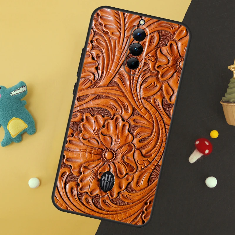 Brown Hand Tooled Western Phone Case For ZTE Nubia Red Magic 9 8 8S Pro Plus 5S 6R 5G 6 7 6S 7S Pro Protective Cover image 2