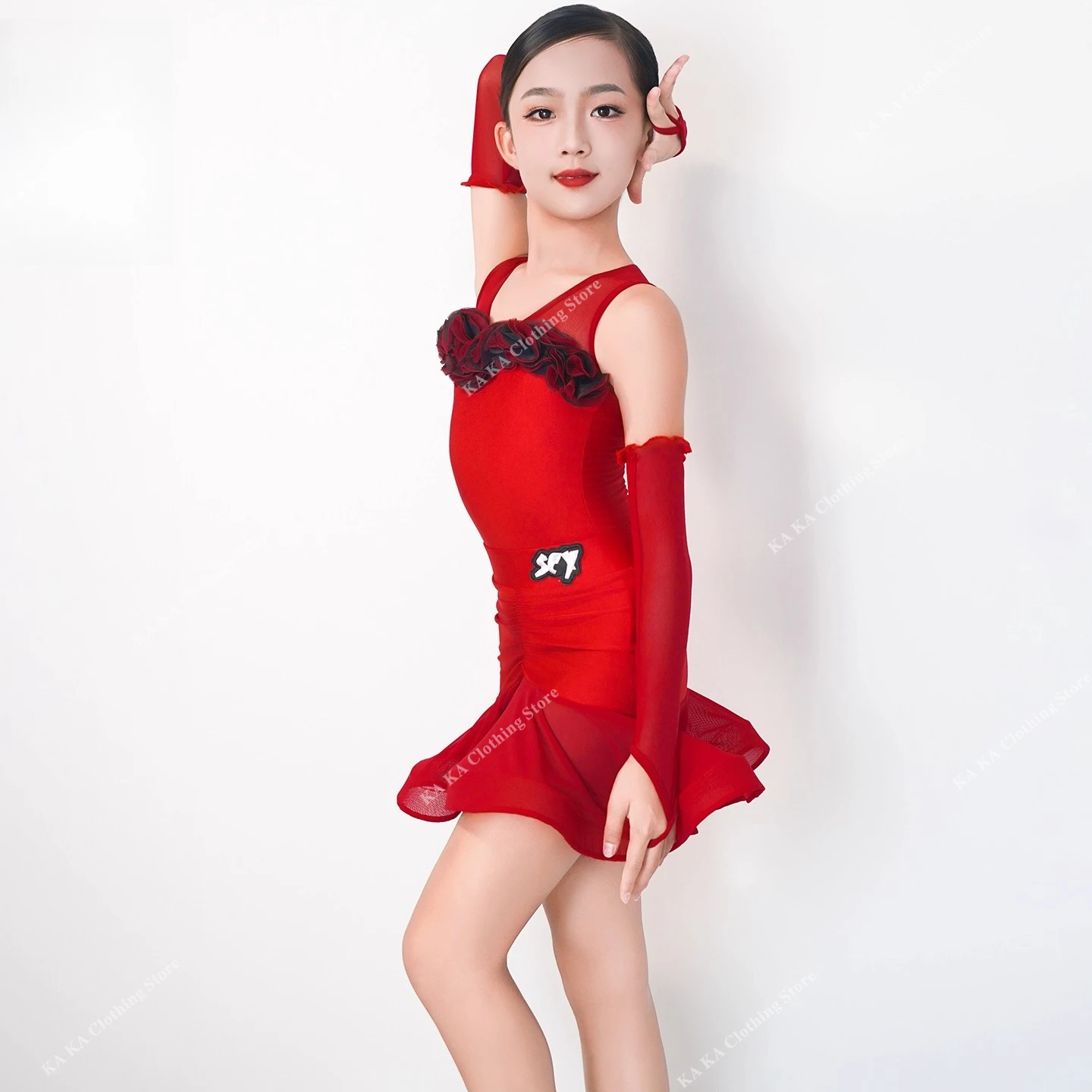 Salsa Latin Dance Dress Girls Cha Cha Rumba Samba Tango Dance Costume Girls Latin Practice Dress Child Ballroom Dress Standard