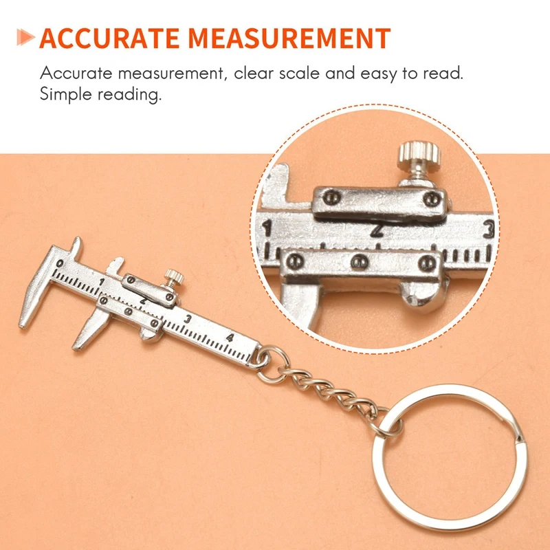 Useful Mini Vernier Caliper Tool Pendant Slider Slides Keyring Key Chain 10CM