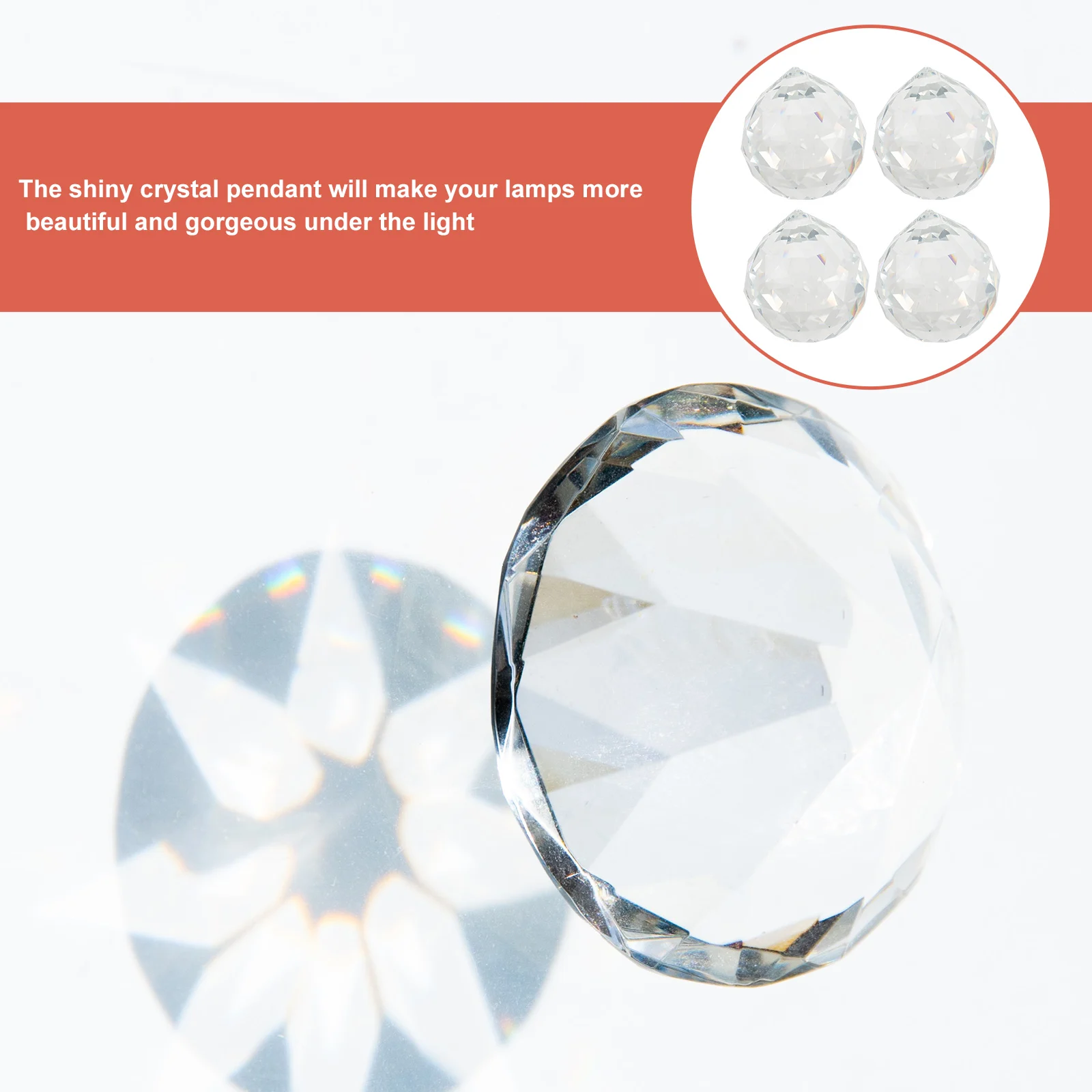 

4Pcs Crystal Prisms Sun Catcher Rainbow Pendant Hanging Ornaments for Christmas Tree Wedding Home Decor DIY Light Refraction