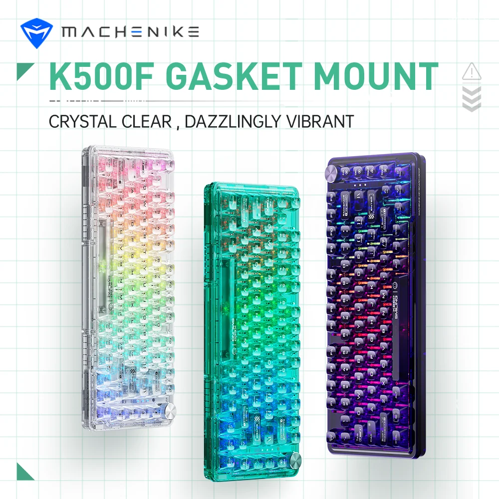 Machenike K500F Mechanical Keyboard Gasket Mount 75% Compact TKL Layout RGB Backlit Wired Mode Gaming Keyboard for PC Latop