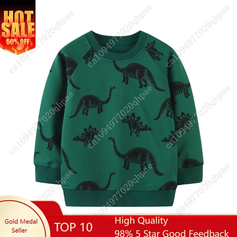 

Jumping Meters 2-7T Boys Girls Sweatshirts Dinosaurs Long Sleeve Children's Clothing Animals Baby Hooded Shirts