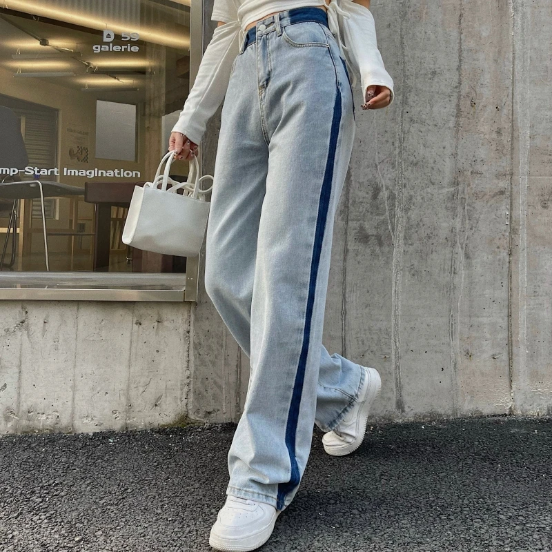 ZHISILAO New Baggy High Street Jeans Women Vintage Boyfriend Blue Denim Pants 2022 Wide Leg Straight Jeans Korean