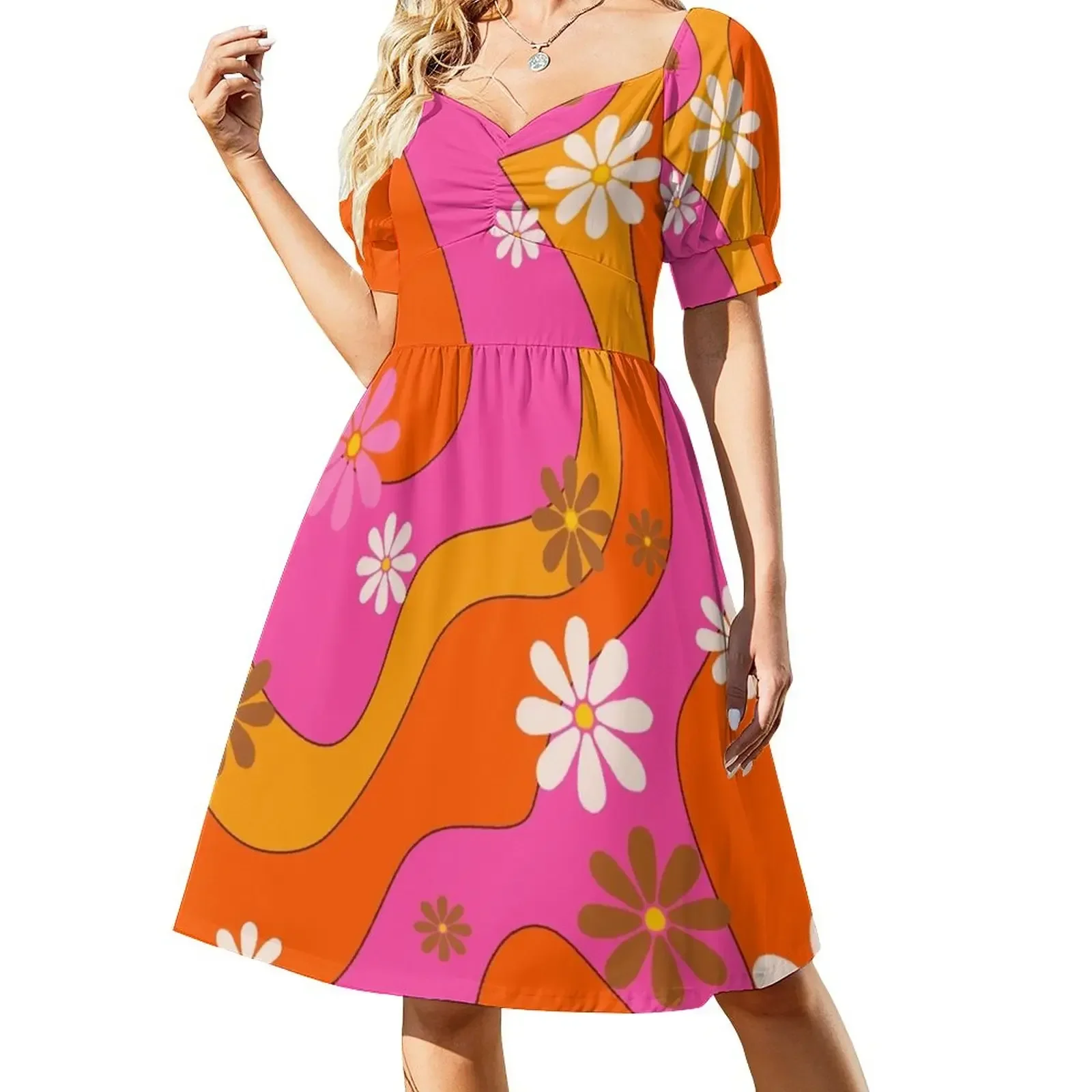 

60s and 70s retro flower power Sleeveless Dress evening dress women ladies dresses for women 2025 Women dresses summer Dress