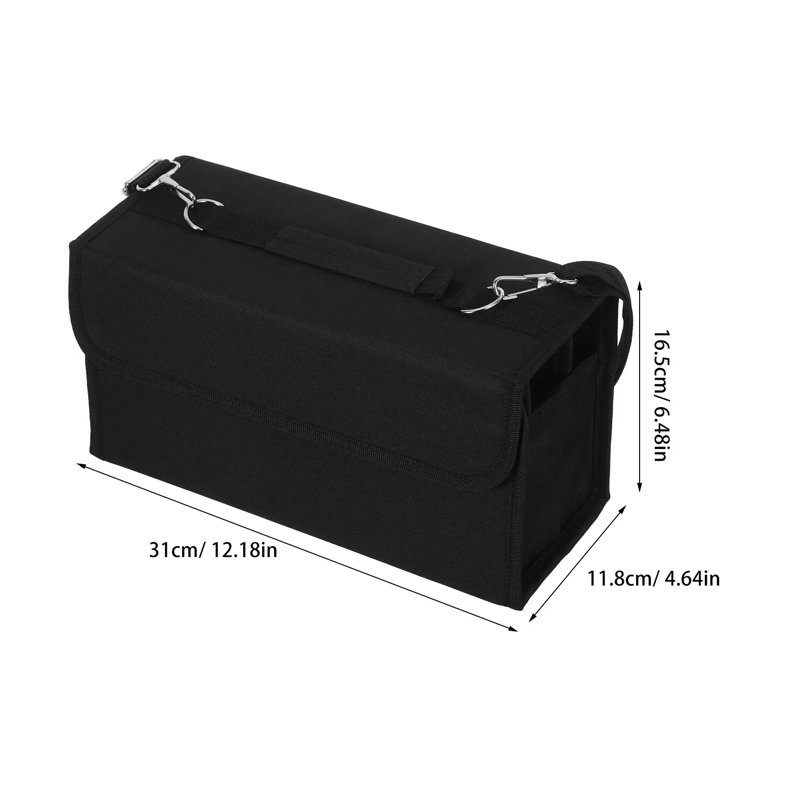 80 Slots Marker Storage Bag Black Solid Color Portable Case Elastic Straps Artist Marker Organizer Travel Makeup Brush