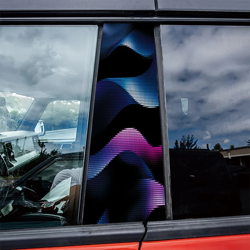 

2 pieces of automotive center pillar stickers Polka Dot Iridescent Streamline Protective film, scratch-resistant stickers