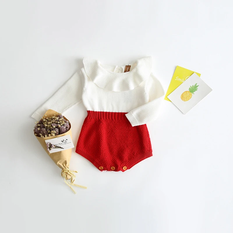 Neugeborenen 2025, Kinder Strampler Baby Mädchen Langarm Stricken Strampler Mädchen Patchwork Overall Kleidung Frühling Herbst Outfit – Detail 4