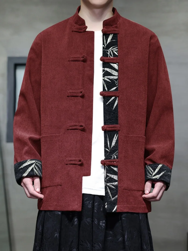 

Corduroy Jaet Men's Spring Autumn Sle Button Splicing Tang Costume New Chinese Sle Middle Aged And ly Hanfu