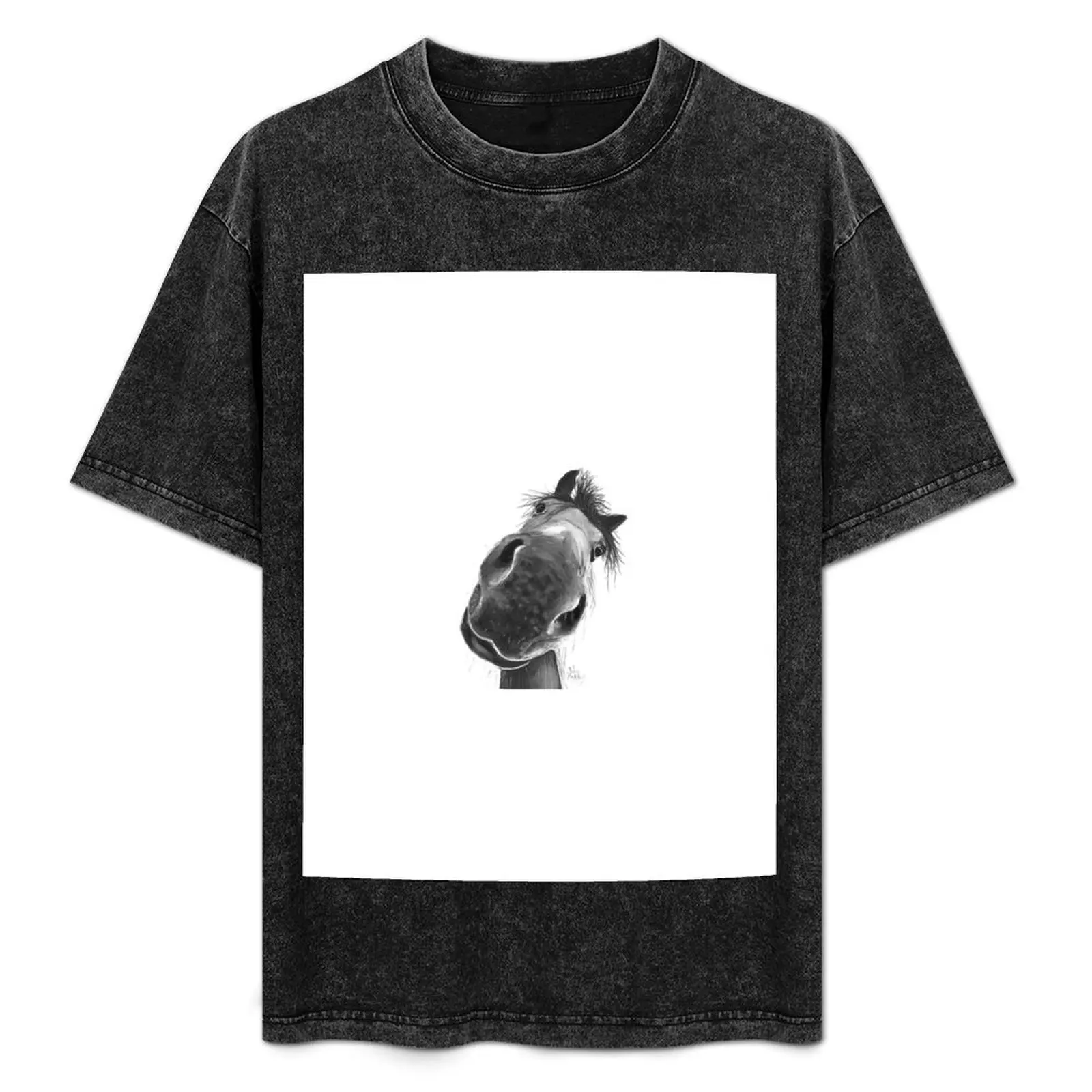 

HaPPY HoRSe PRiNT ' BuRT B&W ‘ BY SHiRLeY MacARTHuR T-Shirt Funny t-shirt tees plain t shirts men