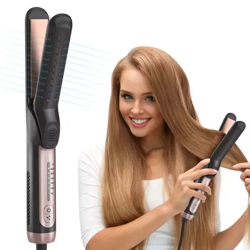 

Cool Airflow Styler Hair Straightener And Curler 2 In 1 Ptc Fast Heat-Up Ionic Flat Iron Ceramic Hair Straightener And Curler