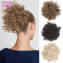 Messy Bun Hair Piece Curly Wavy Drawstring Ponytail Extensions for Brown Women Synthetic Clip on Hair Bun Hair Pieces