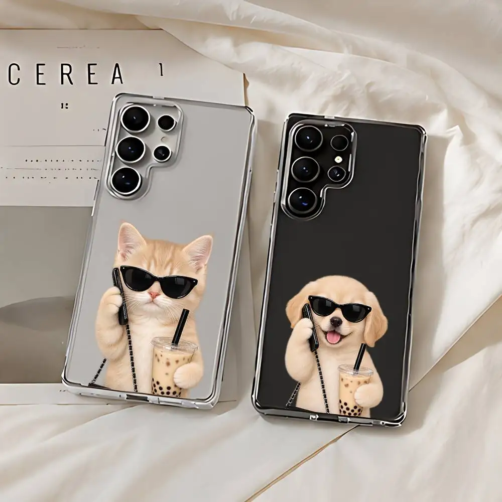 Fun Cool Cat Silicone Phone Case For Samsung Galaxy S21 S22 S23 S24ULTRA S25ULTRA FE Ultra Plus5G A52S S26 Cover