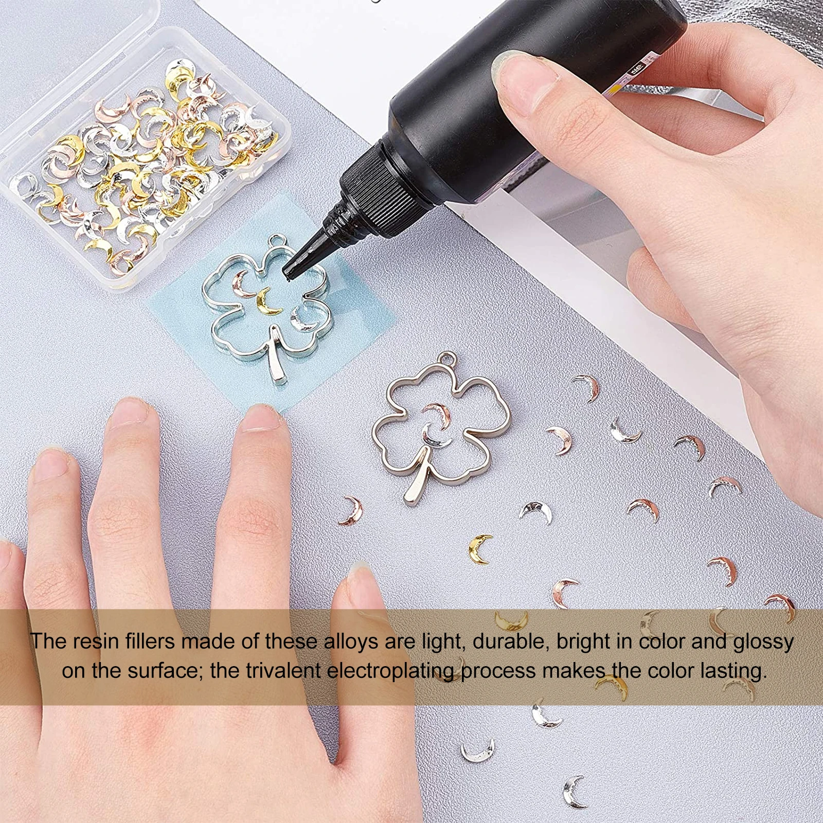 

1 Bag 6-Cells Resin Alloy Fillers Epoxy Metal Charms Diy Filler Supplies Glossy Durable Craft Decoration Jewelry Making