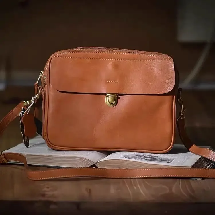 Sac en cuir véritable pour hommes avec sangle réglable, étui à bombes de style vintage fait à la main