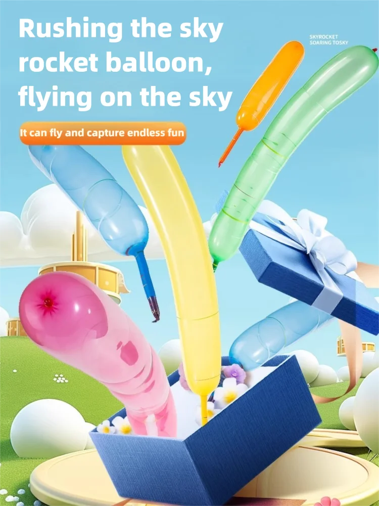 

Rocket Balloons for Kids - Flying Squealing Popular Skyrocket Toys Boys Girls Outdoor Play Inflatable Helium Balloons
