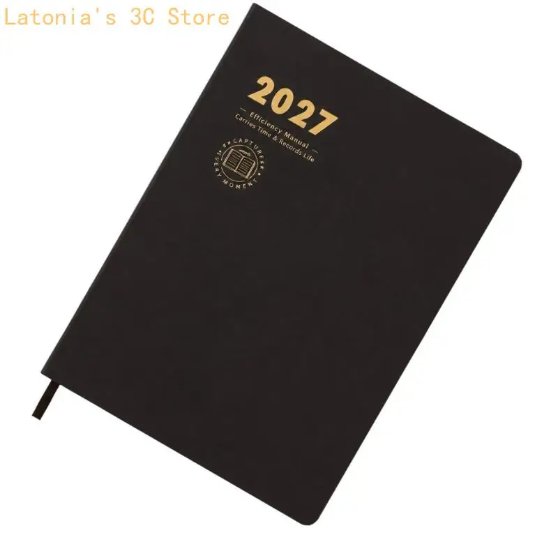 2027 Planner Book Notebook with 2 Ribbon Bookmarks for Marking Active Pages X3UB