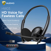 NUBWO USB Headset with Mic Computer Headset for Skype Office Business Calls in-line Volume Control Noise Reduction Sound Card