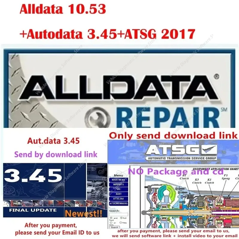 

Программное обеспечение для авторемонта Alldata 10.53 + Autodata 3.45 + ATSG 2017, программное обеспечение для обслуживания автомобилей, диагностика авто, установка на компьютер.