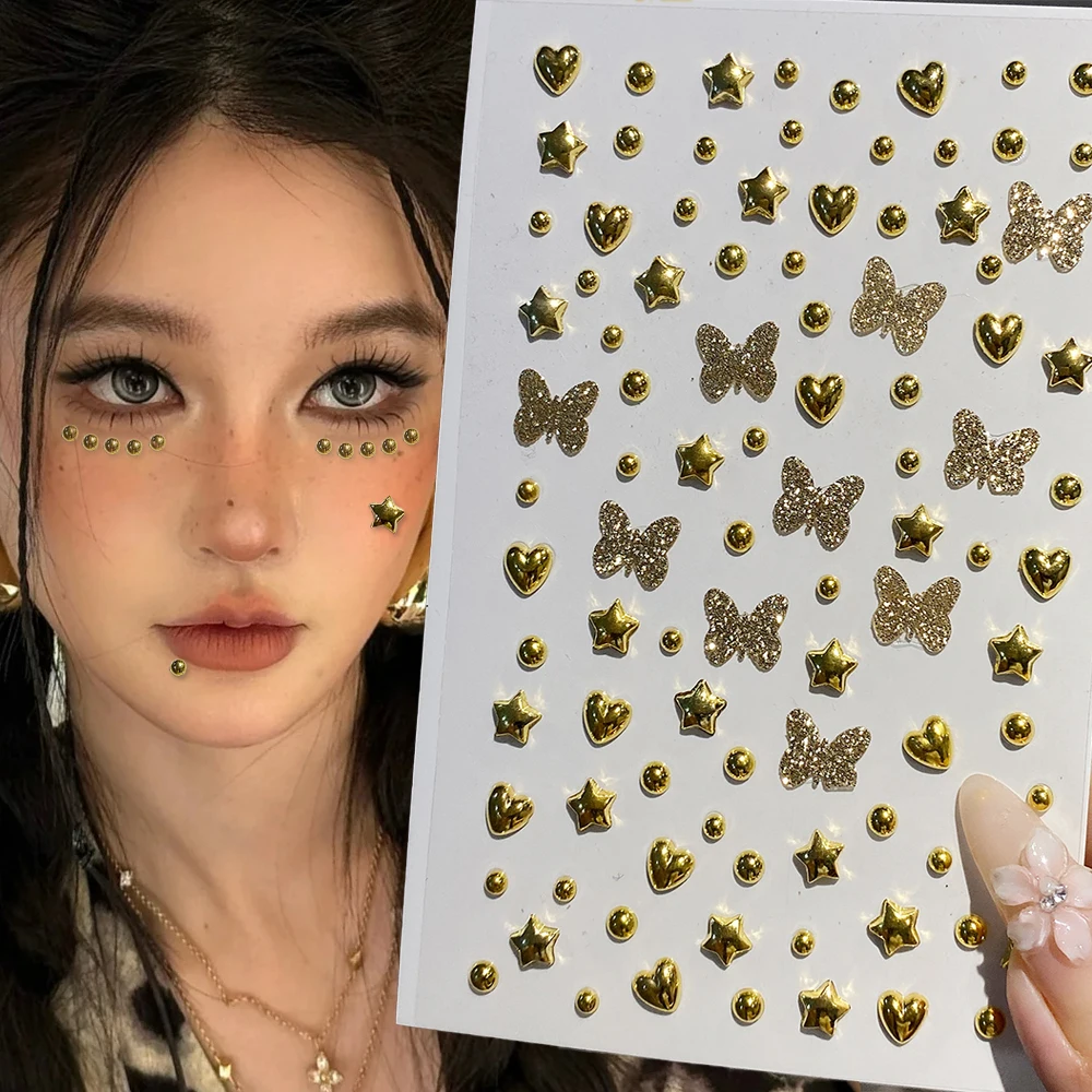 

Face Diamond Gem Sticker 3D Gold/Silver Rhinestone Tattoo Eyeshadow Stickers Fo Festival Nail Body Makeup Bling Jewel DIY Decor