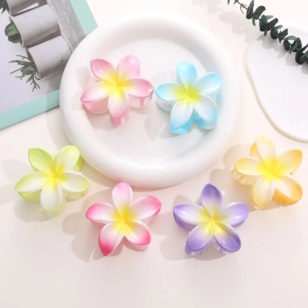 Shark Clip Hair Claw Hair Accessories Bohemian Styling Plumeria Flower Shape Hair Clip Cute Plastic Barrettes Summer