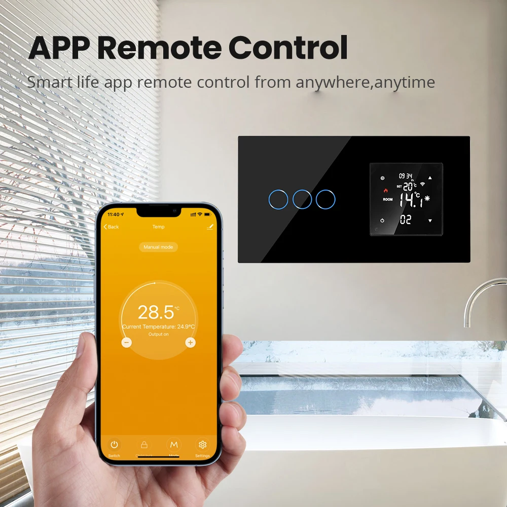 Imagem -03 - Bingoelec Inteligente Zigbee Termostato e Parede Interruptor Soquete Controlador de Temperatura de Água Piso Elétrico Aquecimento Caldeira a Gás Preto