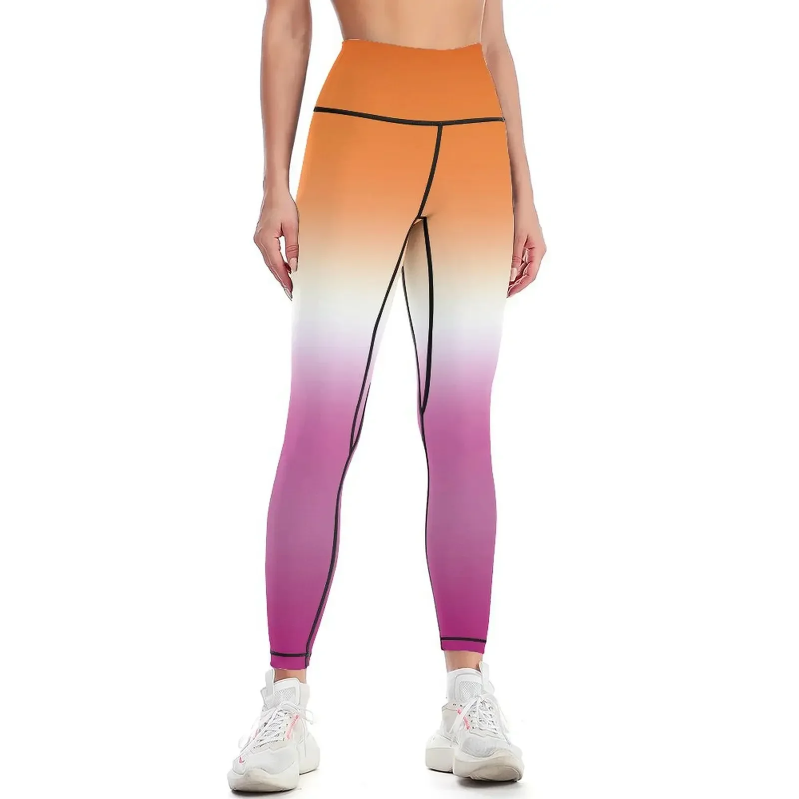 بديل جديد/البرتقالي مثليه العلم طماق متوهج الملابس الرياضية النسائية اللياقة البدنية طماق المرأة