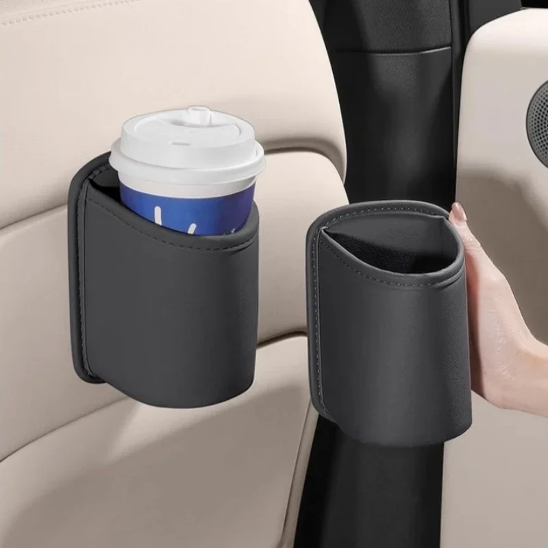 

2 шт. автомобильный держатель для стакана с водой из искусственной кожи, держатель для мобильного телефона, держатель для напитков, мусорный бак, спинка сиденья, двери, многофункциональный ящик для хранения