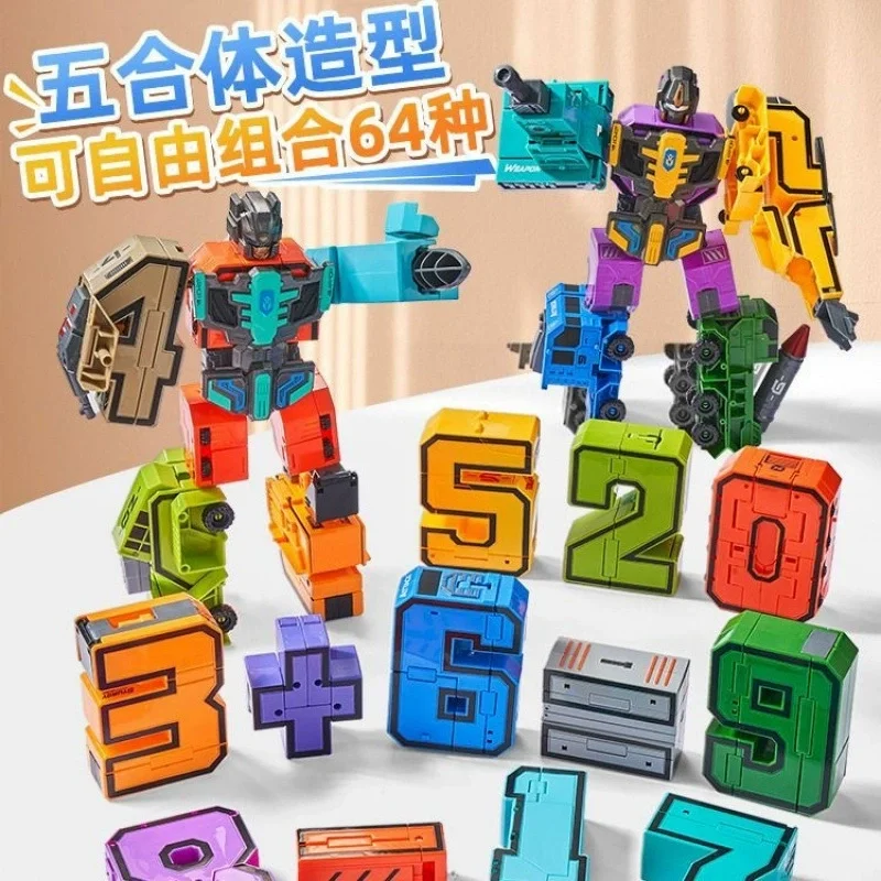 Kids Educational Deformation Toys: Digital Number Bots & Tank Warrior Transformation Robots