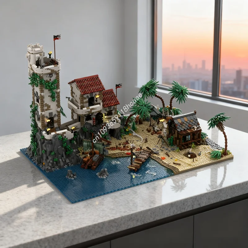 

8047 шт. MOC Port Sauvage, курсантный пляж, модель строительных блоков, сборка, идея «сделай сам», образование, Рождественский подарок, игрушка для детей